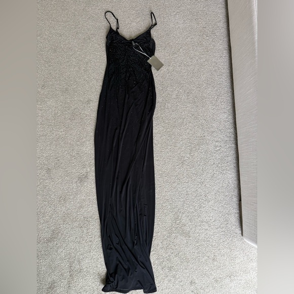 NWT - SWAROVSKI X SKIMS JELLY SHEER CAMI LONG DRESS | ONYX - Picture 2 of 5